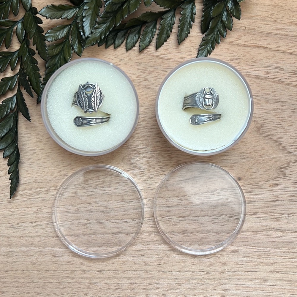 Alex and Ani Godspeed and Scarab sterling silver rings bundle